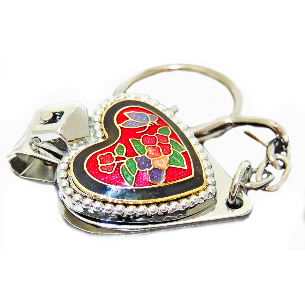 enamel heart-shaped nail clipper key chain